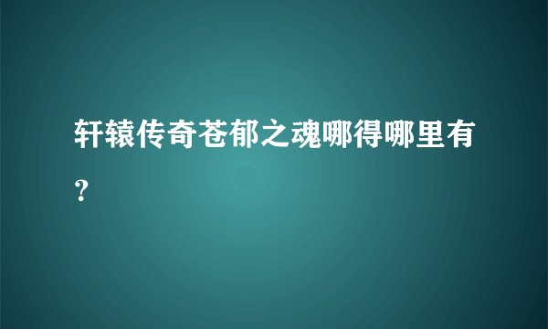 轩辕传奇苍郁之魂哪得哪里有？