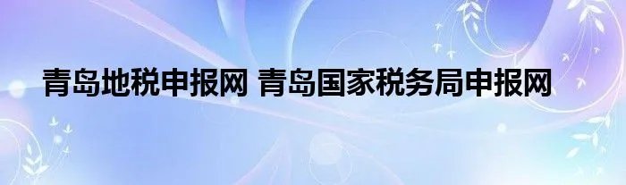 青岛地税申报网 青岛国家税务局申报网