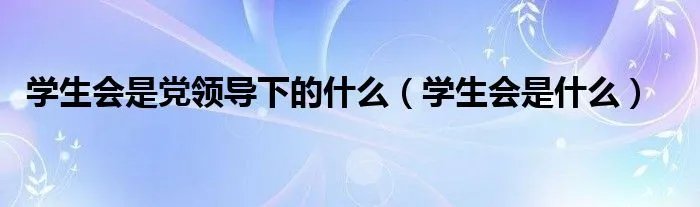 学生会是党领导下的什么（学生会是什么）
