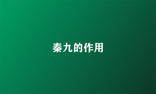 秦九的作用