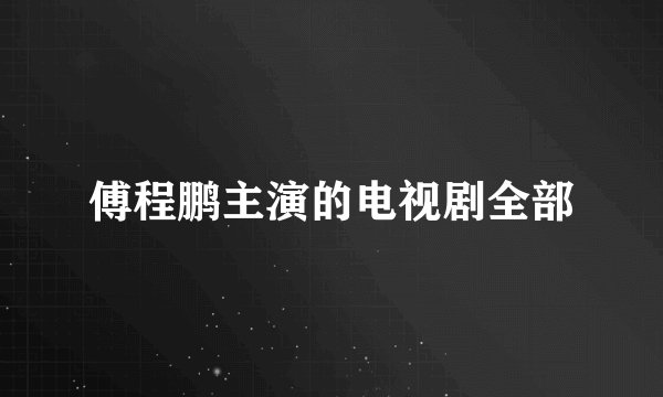 傅程鹏主演的电视剧全部