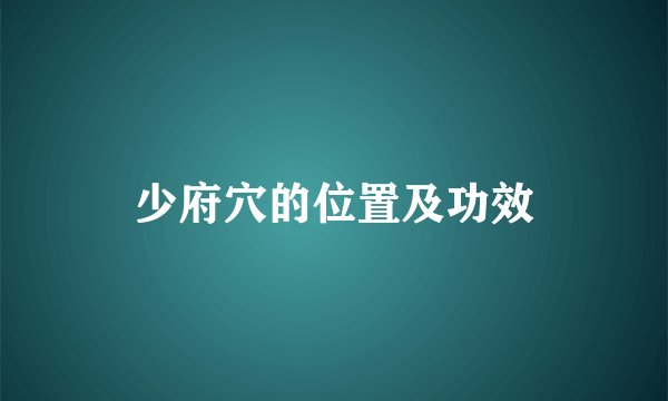 少府穴的位置及功效