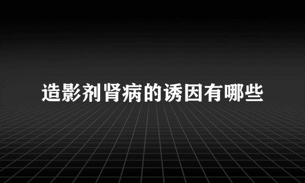 造影剂肾病的诱因有哪些