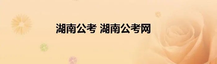 湖南公考 湖南公考网