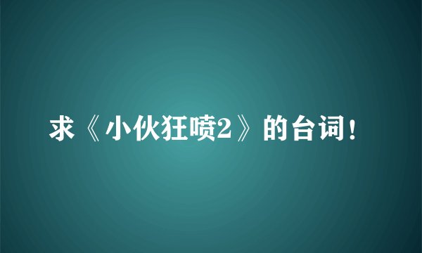 求《小伙狂喷2》的台词！