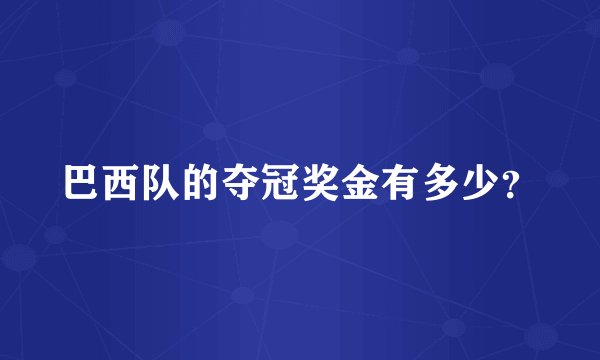 巴西队的夺冠奖金有多少？