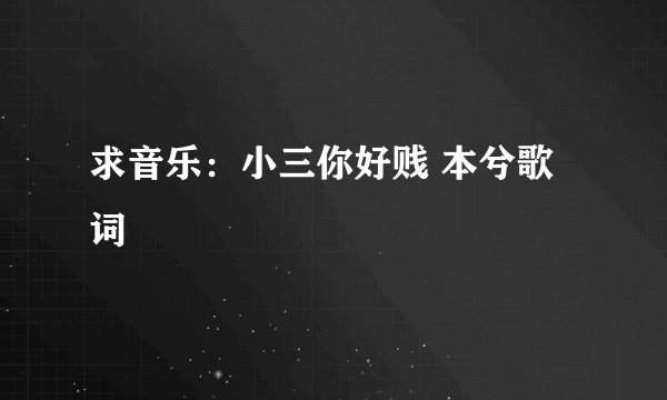 求音乐：小三你好贱 本兮歌词