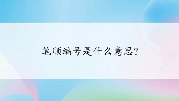 笔顺编号是什么意思？