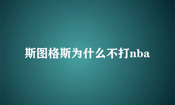 斯图格斯为什么不打nba