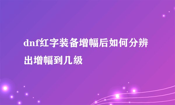 dnf红字装备增幅后如何分辨出增幅到几级