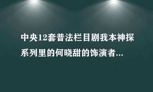 中央12套普法栏目剧我本神探系列里的何晓甜的饰演者是谁啊？