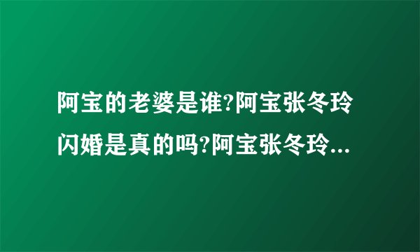 阿宝的老婆是谁?阿宝张冬玲闪婚是真的吗?阿宝张冬玲全部歌曲(2)