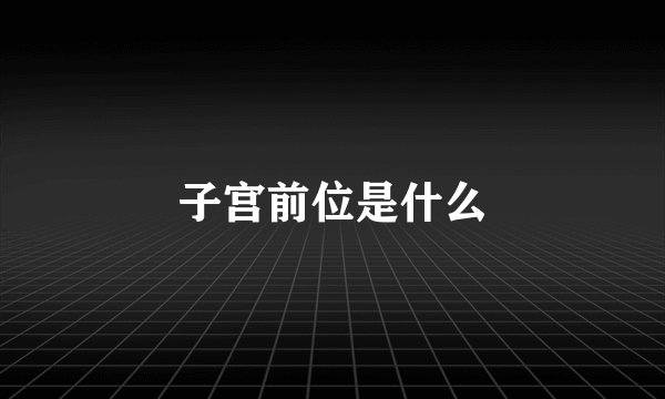 子宫前位是什么
