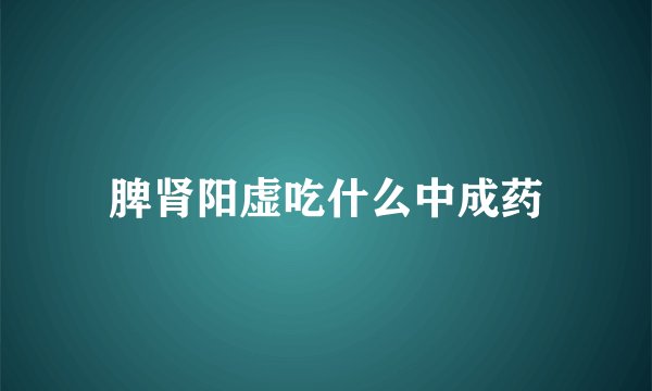 脾肾阳虚吃什么中成药