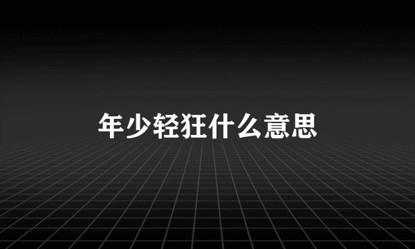 年少轻狂什么意思