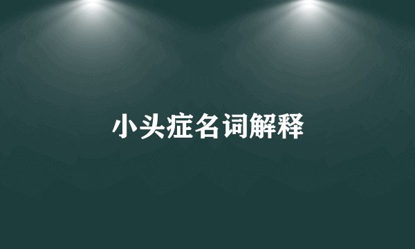 小头症名词解释