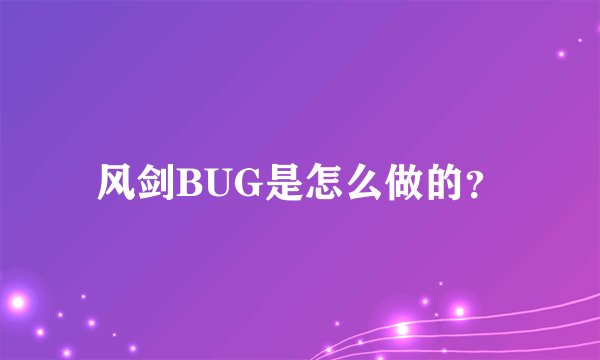 风剑BUG是怎么做的？