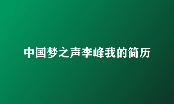 中国梦之声李峰我的简历