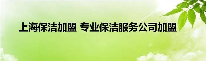 上海保洁加盟 专业保洁服务公司加盟