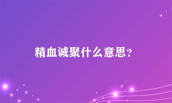 精血诚聚什么意思?