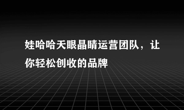 娃哈哈天眼晶睛运营团队，让你轻松创收的品牌