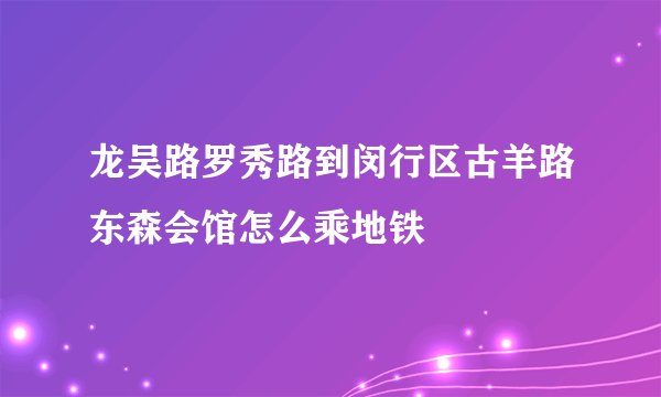 龙吴路罗秀路到闵行区古羊路东森会馆怎么乘地铁