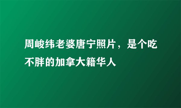周峻纬老婆唐宁照片，是个吃不胖的加拿大籍华人