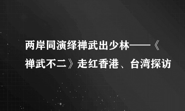 两岸同演绎禅武出少林——《禅武不二》走红香港、台湾探访