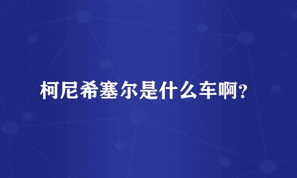 柯尼希塞尔是什么车啊？