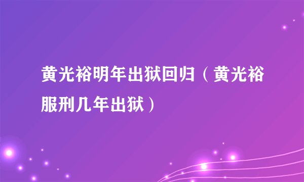 黄光裕明年出狱回归（黄光裕服刑几年出狱）