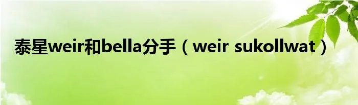 泰星weir和bella分手（weir sukollwat）