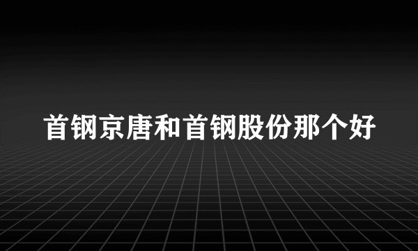 首钢京唐和首钢股份那个好