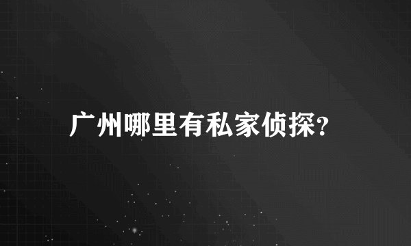 广州哪里有私家侦探？