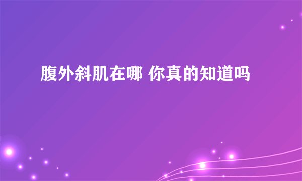 腹外斜肌在哪 你真的知道吗