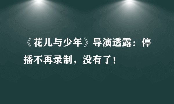 《花儿与少年》导演透露：停播不再录制，没有了！