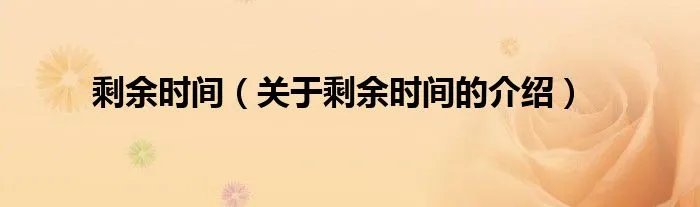 剩余时间(关于剩余时间的介绍)