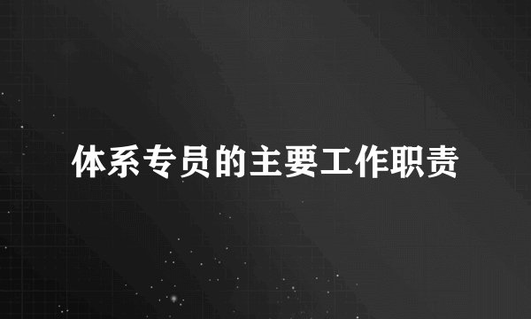 体系专员的主要工作职责