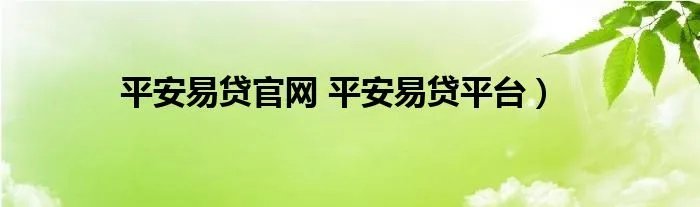 平安易贷官网 平安易贷平台）
