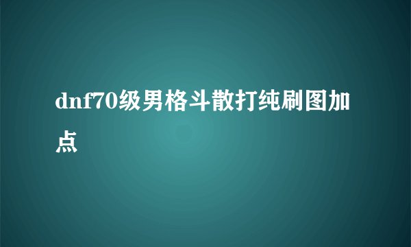 dnf70级男格斗散打纯刷图加点
