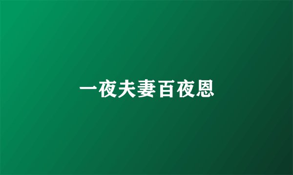 一夜夫妻百夜恩