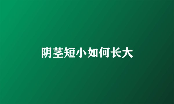 阴茎短小如何长大