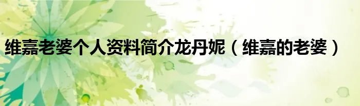 维嘉老婆个人资料简介龙丹妮（维嘉的老婆）