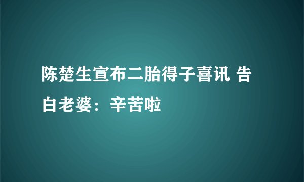 陈楚生宣布二胎得子喜讯 告白老婆：辛苦啦