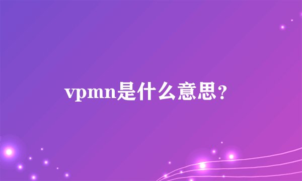 vpmn是什么意思？