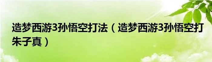 造梦西游3孙悟空打法（造梦西游3孙悟空打朱子真）