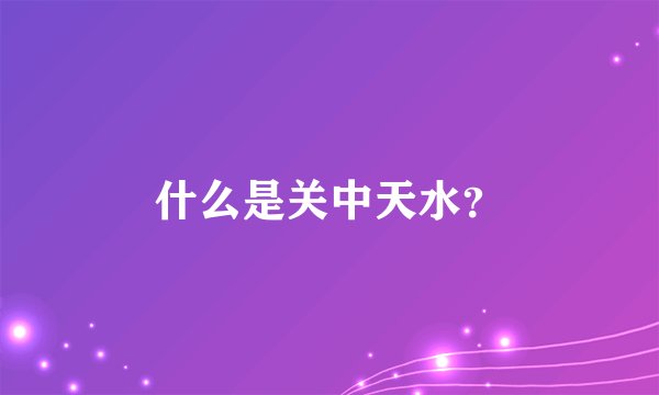 什么是关中天水?