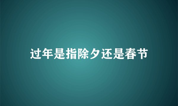 过年是指除夕还是春节