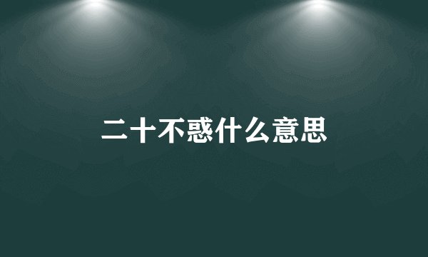 二十不惑什么意思
