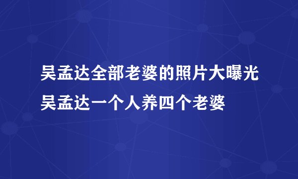 吴孟达全部老婆的照片大曝光吴孟达一个人养四个老婆