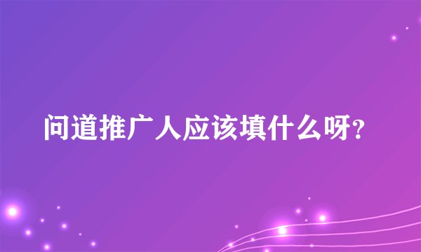 问道推广人应该填什么呀？
